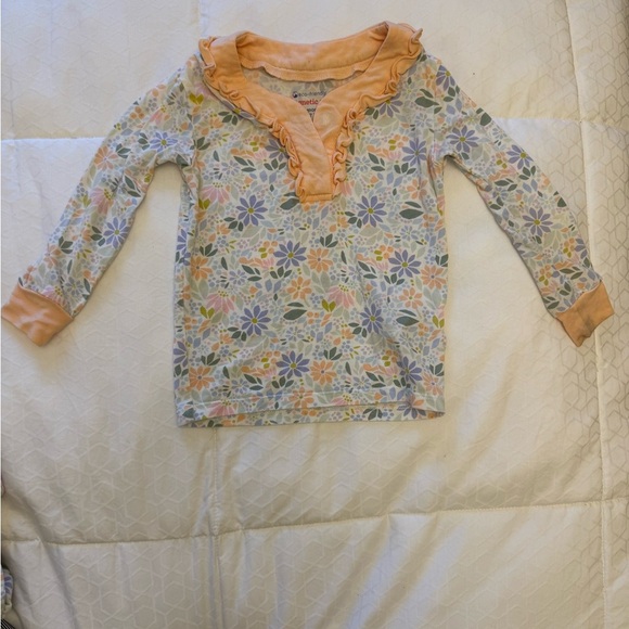 Magnetic me Floral Kids Long Sleeve Pajama Set with Ruffle Collar - Picture 1 of 7